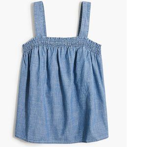 J. Crew Factory NWT chambray squareneck smocked tank top